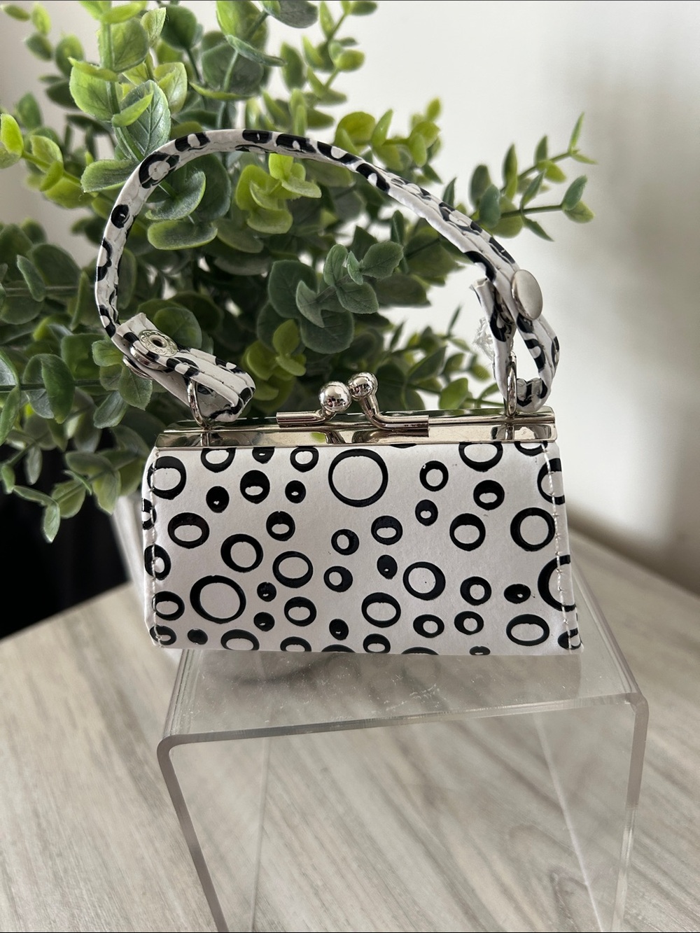 Black & White Polka Dot Mini Top-Handle jewelry bag
